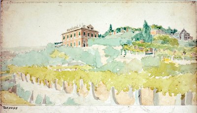 Utsikt over villaen til Marquis Gian Carlo di Negro kjent som Villetta Di Negro i Genova (Akvarell, ca 1820) av Luigi Garibbo