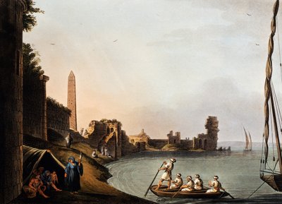 Gamle vegger og obelisk av Cleopatra, Luigi Mayer (1755-1803), gravering fra Vedute av Luigi Mayer