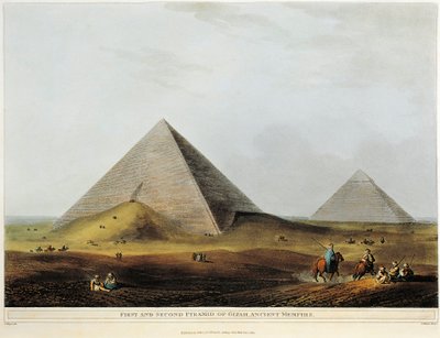 Arabisk bolig bygget på gamle ruiner langs Menuf-kanalen i Egypt fra Views in Egypt av Luigi Mayer, gravering av Luigi Mayer