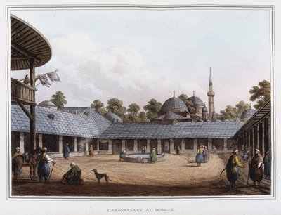 Campement a Borgas. i "" Utsikt i de osmanske dominansene, i Europa, i Asia og noen av middelhavsøyene""" fra originaltegningene tatt av Luigi Mayer, London av Luigi Mayer