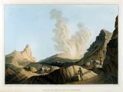 Cratere du Stromboli - i "" Utsikter i de osmanske dominansene, i Europa, i Asia og noen av middelhavsøyene"", av Luigi Mayer, London av Luigi Mayer