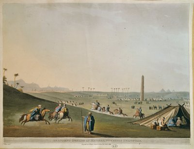 Egypt, nomader og obelisken ved Materieh (gamle Heliopolis, eller solens by) av Luigi Mayer, gravering av Luigi Mayer