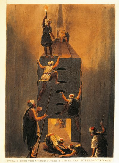 Frankrike, Paris, passasje fra det andre til det tredje galleriet i den store pyramiden i Giza av Luigi Mayer