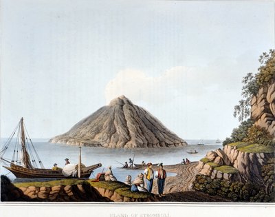 Øya Stromboli - i "" Utsikt i de osmanske dominansene, i Europa, i Asia og noen av øyene i Middelhavet"", av Luigi Mayer, London av Luigi Mayer