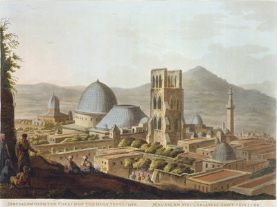 Jerusalem med Den hellige gravs kirke, plate 3 fra "Views in Palestine", pub. av Robert Bowyer (1758-1834) 1803 (akvatint) av Luigi Mayer