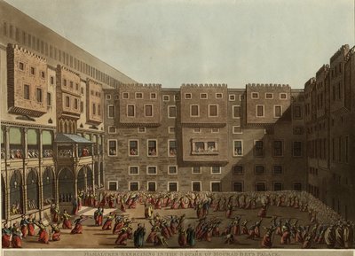 Mamelukker som trener på torget til Murad Beys-palasset, 1802 av Luigi Mayer