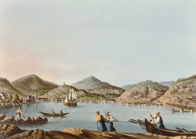 The Western Harbor of the Island of Samos, plate 60 fra Views in the Ottoman Dominions, pub. av R. Bowyer, 1810 (akvatint) av Luigi Mayer