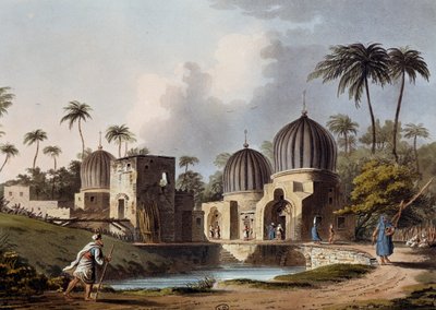 Graver av arabiske hellige ved Rosetta, gravering, av Luigi Mayer (1755-ca 1803), fra utsikter i Egypt, Palestina og andre deler av det osmanske riket av Luigi Mayer