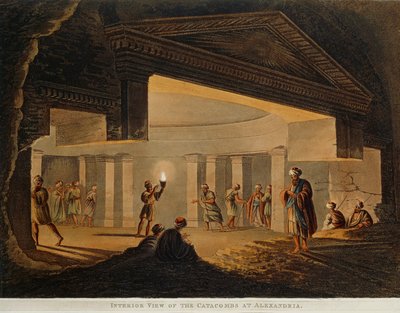 Utsikt over katakombene i Alexandria (Egypt) fra Views in Egypt av Luigi Mayer, gravering av Luigi Mayer