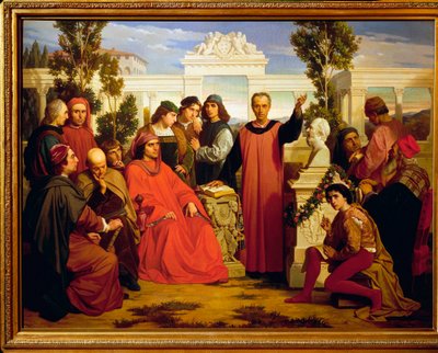 Feiring av Platons bursdag i Lorenzo Il Magnificos villa i Careggi 7. november av Luigi Mussini