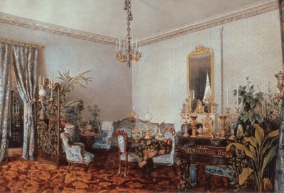 Varvara Obreskoffs Salon, 1848 (toalett på papir) av Luigi Premazzi