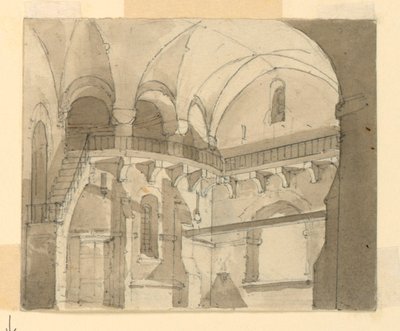 Scenedesign, interiør i fengsel av Luigi Ricci