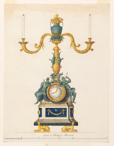 Design for en lysestake med klokke av Luigi Righetti