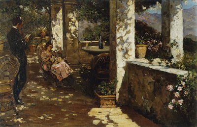 Hviler på terrassen, av Luigi Rossi