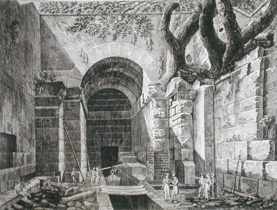 Romerske levninger ved Castel Gandolfo, Albanosjøen, fra 
