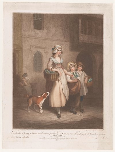 blomsterselger To bunter en krone primula (tittel på objekt) Street Cries of London (serietittel) Cries of London (serietittel) av Luigi Schiavonetti
