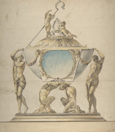 Design for et gull- og sølvbiskopsrelikvieskrin, sent på 1700-tallet. av Luigi Valadier