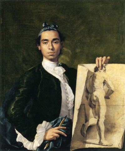 Selvportrett holder en akademisk studie av Luis Egidio Melendez