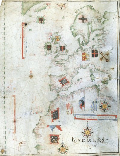Portolan-kart over Vest-Europa og Nord-Afrika, 1578 av Luis Teixeira