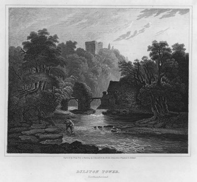 Dilston Tower, Northumberland (gravering) av Luke (after) Clennell