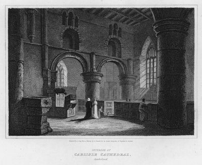 Interiør i Carlisle Cathedral, Cumberland (gravering) av Luke (after) Clennell