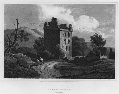 Newark Castle, Selkirkshire (gravering) av Luke (after) Clennell
