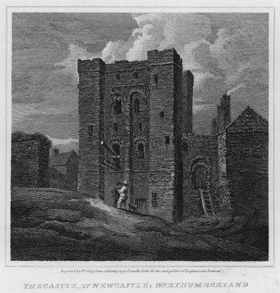 The Castle, i Newcastle, Northumberland (gravering) av Luke (after) Clennell