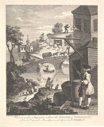 Satire on False Perspective: Frontispice to Kirbys Perspective, februar 1754. av Luke Sullivan