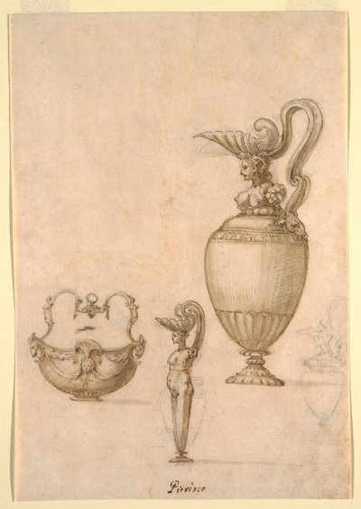 Design for to ær og en skål med svinghåndtak av Luzio Romano