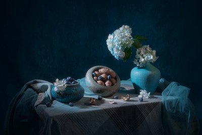 Elegant blå stilleben av Lydia Jacobs