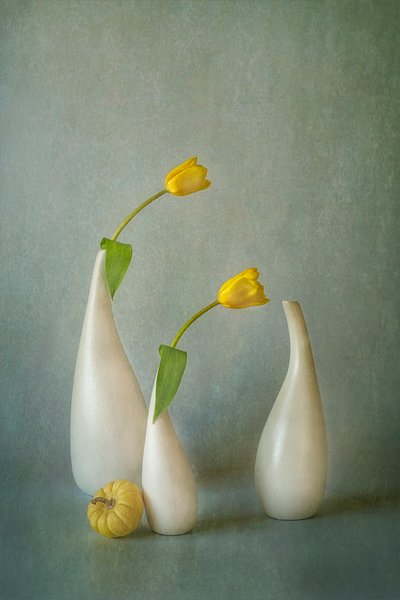 Elegant stilleben med gule tulipaner av Lydia Jacobs