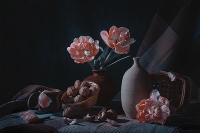 Stemningsfullt stilleben med tulipaner av Lydia Jacobs
