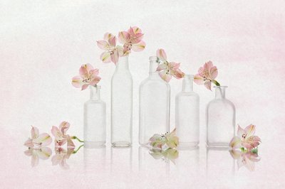 Rosa blomster og glass av Lydia Jacobs
