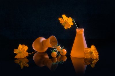 Livlig oransje stilleben av Lydia Jacobs
