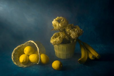 Gule blomster og sitroner av Lydia Jacobs