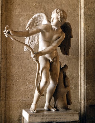Eros (Cupid) med buen (1753) kopi av Eros de Thespies av Lysippe. Capitol Museum, Roma. av Lysippos (attributed to)