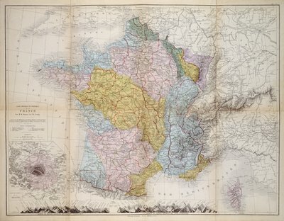 Kart over Frankrike, ca. 1830-40 av M.M. and Leroy, Ch. Drioux