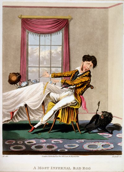 A Most Infernal Bad Egg, trykk laget av H Pyall, 1827 (håndfarget gravering) av M. Egerton