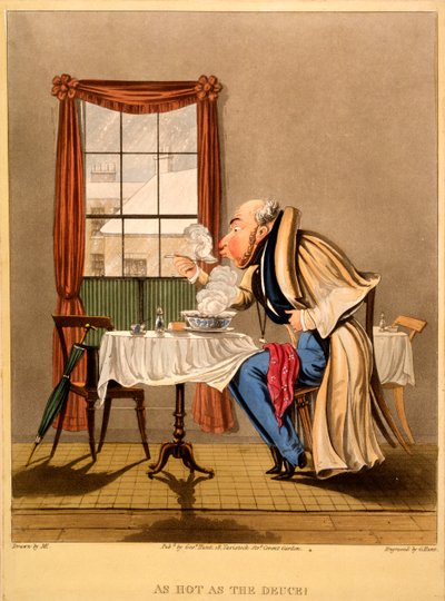 As Hot as the Deuce!, trykk laget av George Hunt, 1827 (håndfarget gravering) av M. Egerton