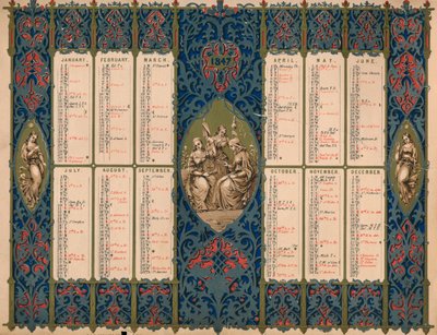 Kalender med helgendager og kongelige fødselsdager, 1847. av M and N Hanhart