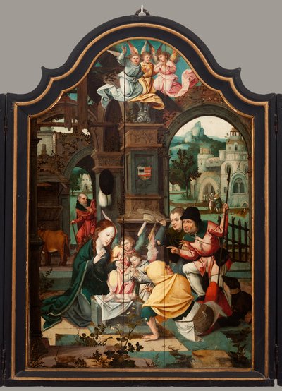 Triptykon. Maarten de Vos. Det 16. århundre. Olje på tre. Altertavle åpnet sentralpanel. av Maarten de Vos