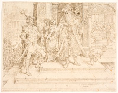 Ahasverus gir seglringen til Haman av Maarten van Heemskerck