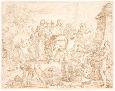 Josias beordrer at graven til Guds mann som kom fra Juda skal spares av Maarten van Heemskerck