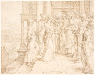 Judith henvender seg til de gamle i Bethulia av Maarten van Heemskerck