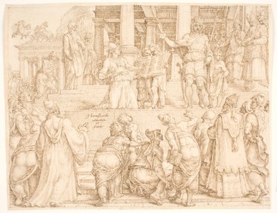 Paktens bok leses opp for Jerusalems innbyggere av Maarten van Heemskerck