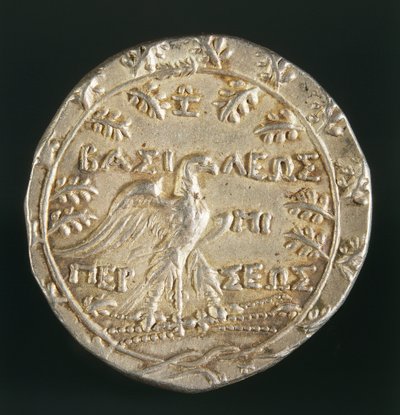 Tetradrachm av kong Perseus av Makedonien, preget i Pella, Kongeriket Makedonia, omvendt, ca. 179-168 f.Kr. (sølv) av Macedonian