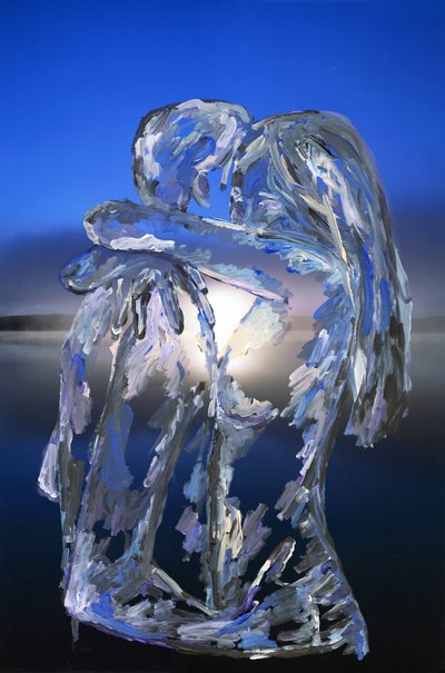 Blue Lovers, 2022 (akrylmaling på arkivpigmenttrykk) av Madeleine Gross