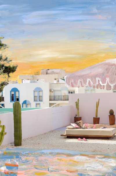 Ibiza, 2022 (akrylmaling på arkivpigmenttrykk) av Madeleine Gross