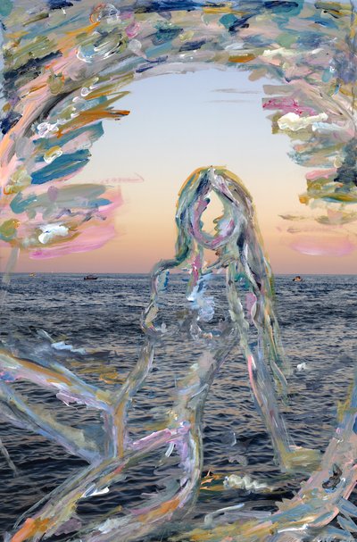 Miami Sunset Silhouette, 2021 (akrylmaling på arkivpigmenttrykk) av Madeleine Gross