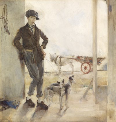 Coster with Dogs (olje på lerret) av Madeline Emily Green